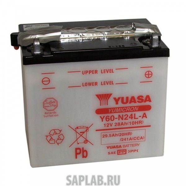 Купить GS_YUASA C60N24LA Аккумулятор GS Yuasa C60-N24L-A 12В 29,5Ач 300CCA 184x125x158 мм Обратная (-+)